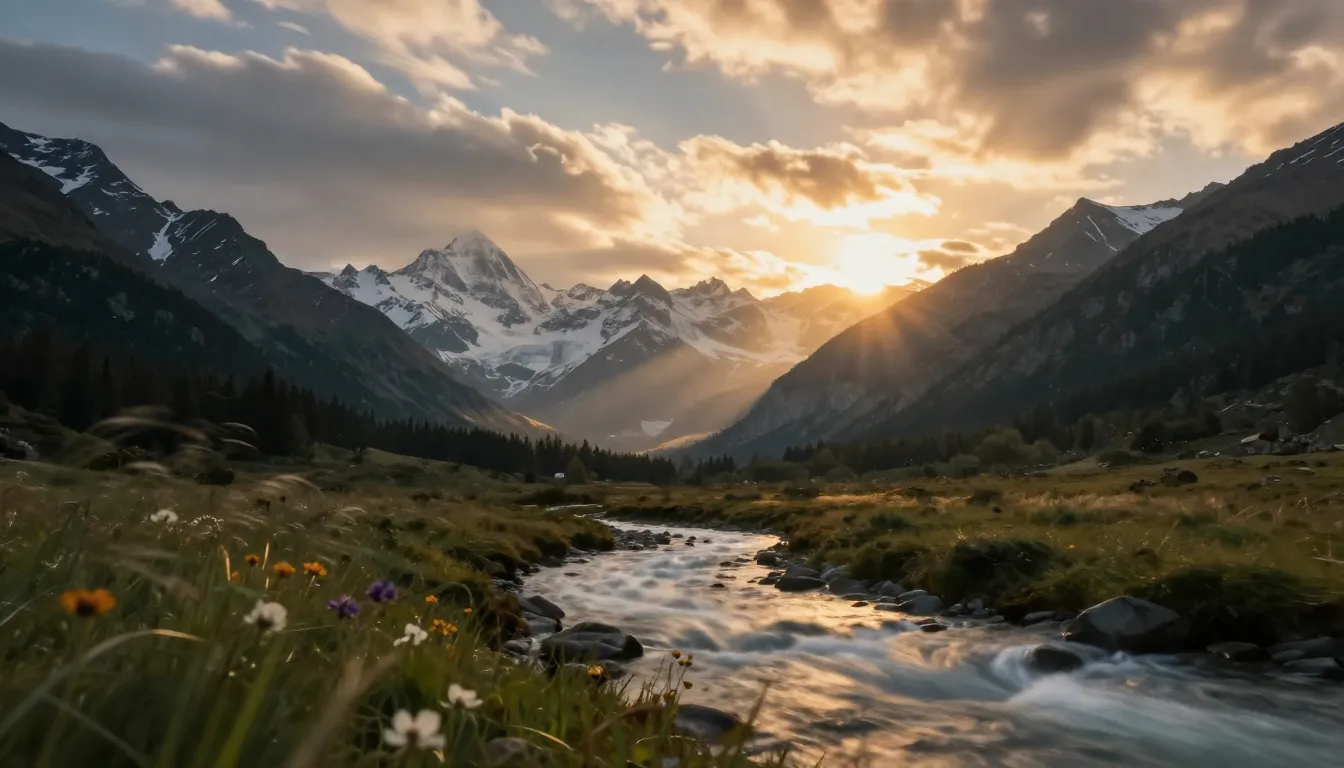Landscape photograph animated with subtle cloud motion and parallax for timelapse-like energy